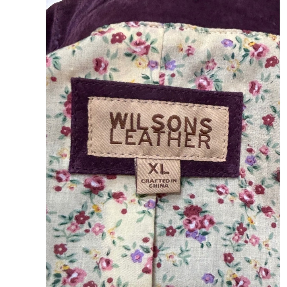 Wilsons Leather Womens Blazer Size XL Jacket Purple Plum Suede Floral Lined NWT - Picture 6 of 9